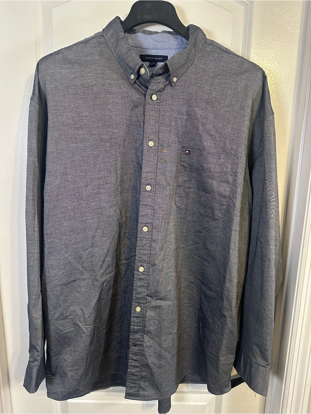 Tommy Hilfiger Men's 3XL Grey Chambray Button-Down Shirt